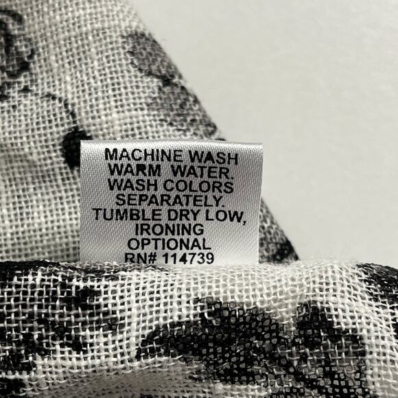 FLAX Black White Floral Linen Lightweight Jacket Sz L Drip Waterfall Front /Tie - Picture 8 of 11